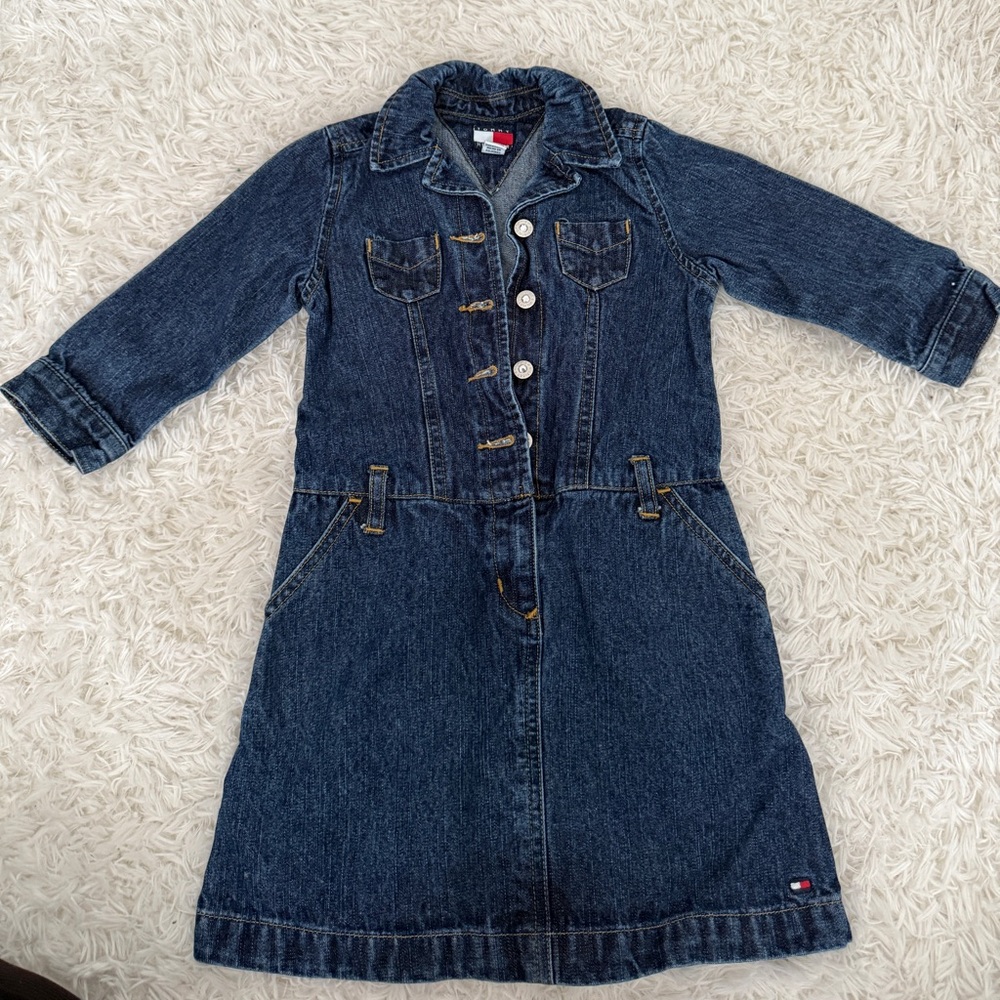 Tommy Hilfiger Girls Denim Jean Dress Long Sleeve Size 5